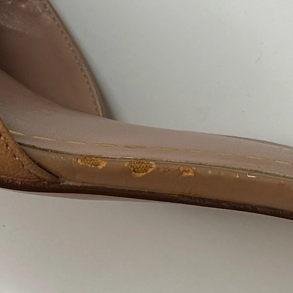 Enzo Angiolini Gabrino d'Orsay Pumps Tan Gold Leather Metallic Kitten Heel 6.5M